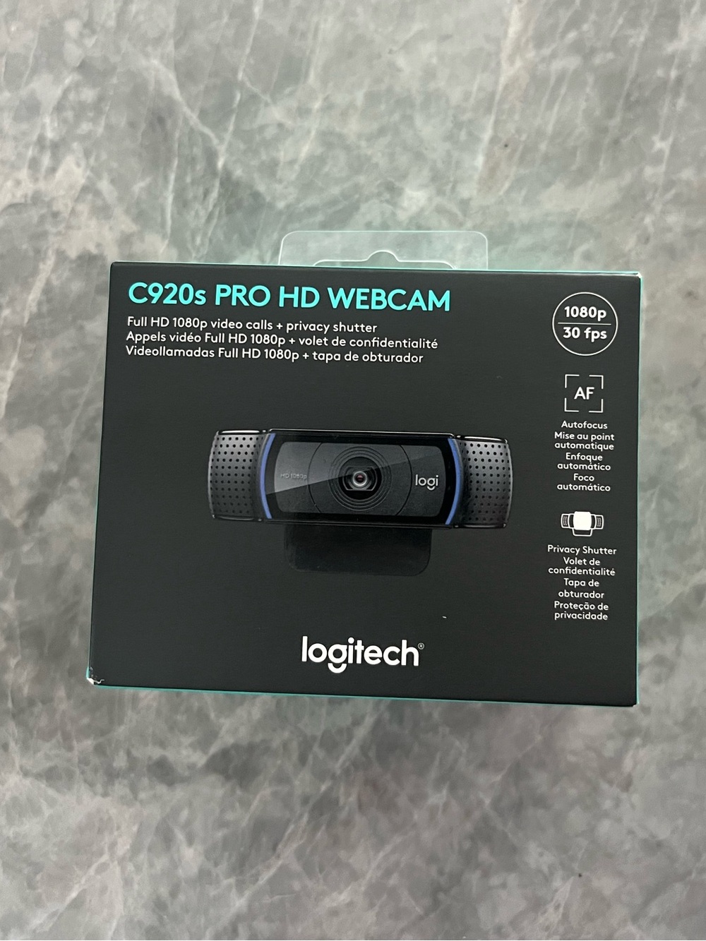 Logitech C920s Pro HD Webcam – Black with Blue Accents
